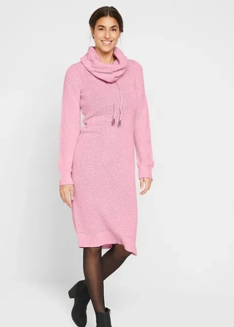Knitted Dress with Shawl Collar